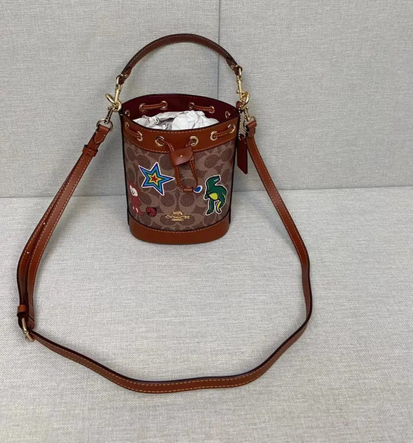 None? Handbags - Coach reddish-brown dinosaur bucket bag